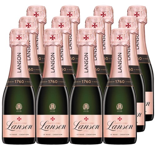 Case of 12 Bottles of Mini Lanson Le Rose Creation Champagne 20cl – Ideal for Parties or Giveaways
